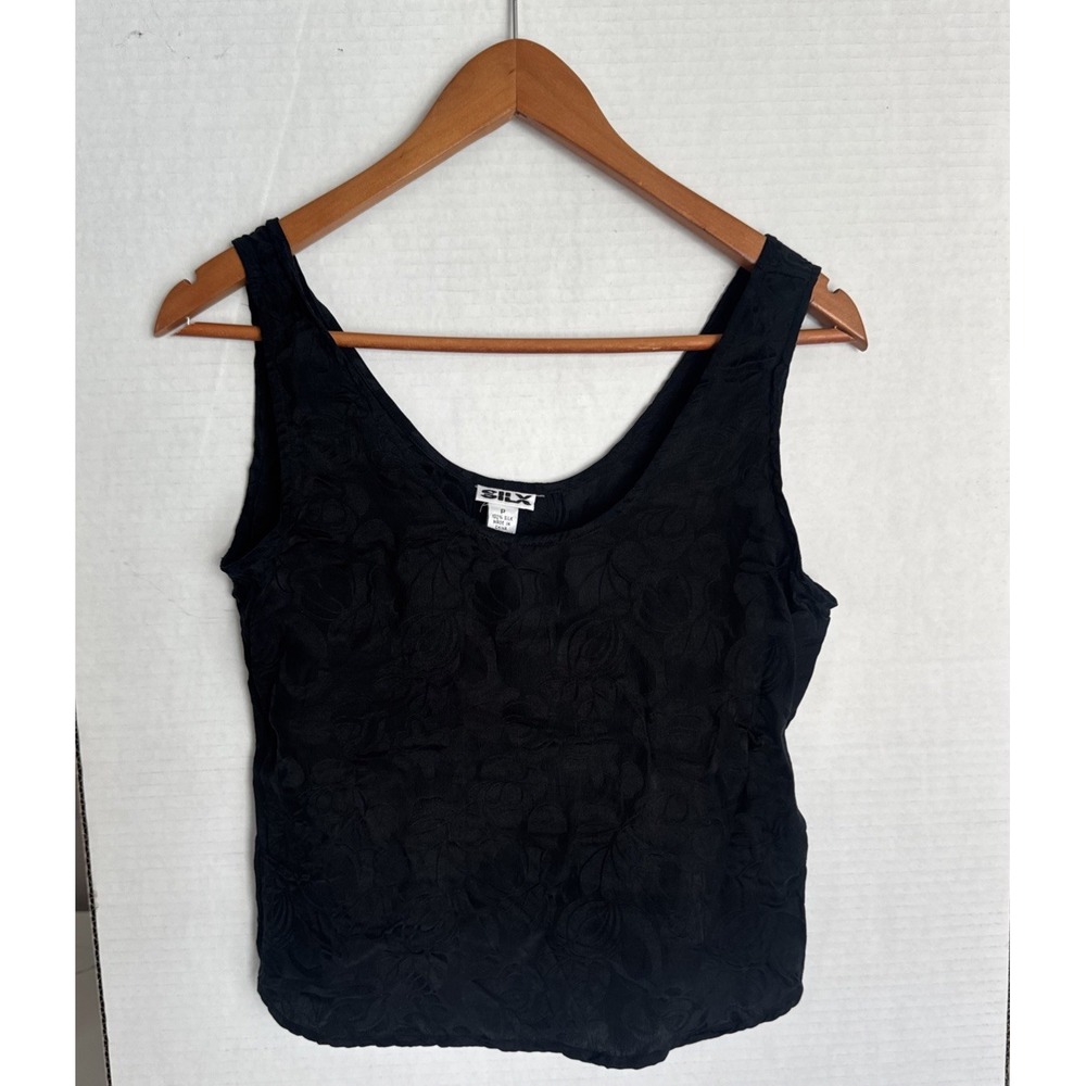 Y2K 100% Silk Woman's Tank In Black Rose Pattern